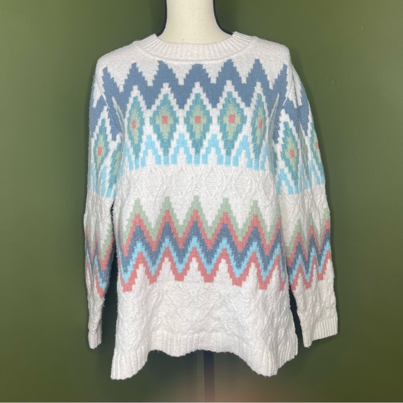 Talbots ZIG-ZAG FAIR ISLE CREWNECK PULLOVER LP - Picture 3 of 14